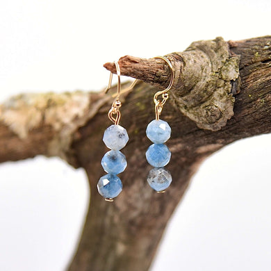Stormy Aquamarine Earrings These earrings are made with authentic facet-cut Stormy Aquamarine gemstones which provide peace and courage during times of stress. Zodiac Signs: Aries & Pisces. Chakras: Throat. Handmade with authentic crystals and gemstones i