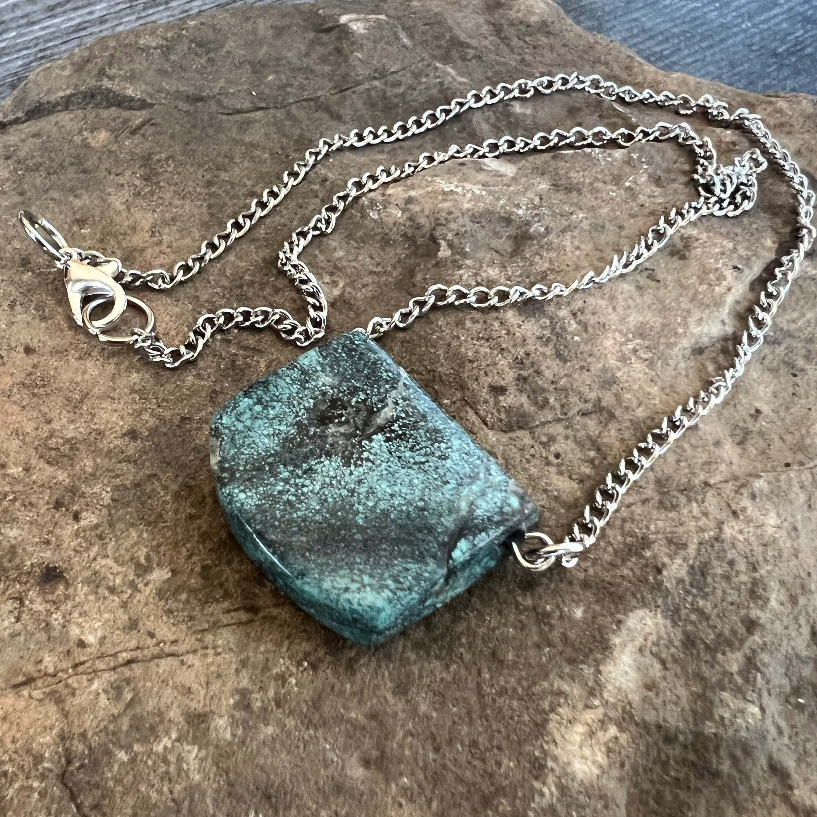 Turquoise Pendant Necklace This necklace is made with high-quality Turquoise gemstones which bring peace and alignment to the wearer. Zodiac Sign: Sagittarius. Chakras: Heart & Throat. Handmade with authentic crystals & gemstones in Minneapolis, MN.