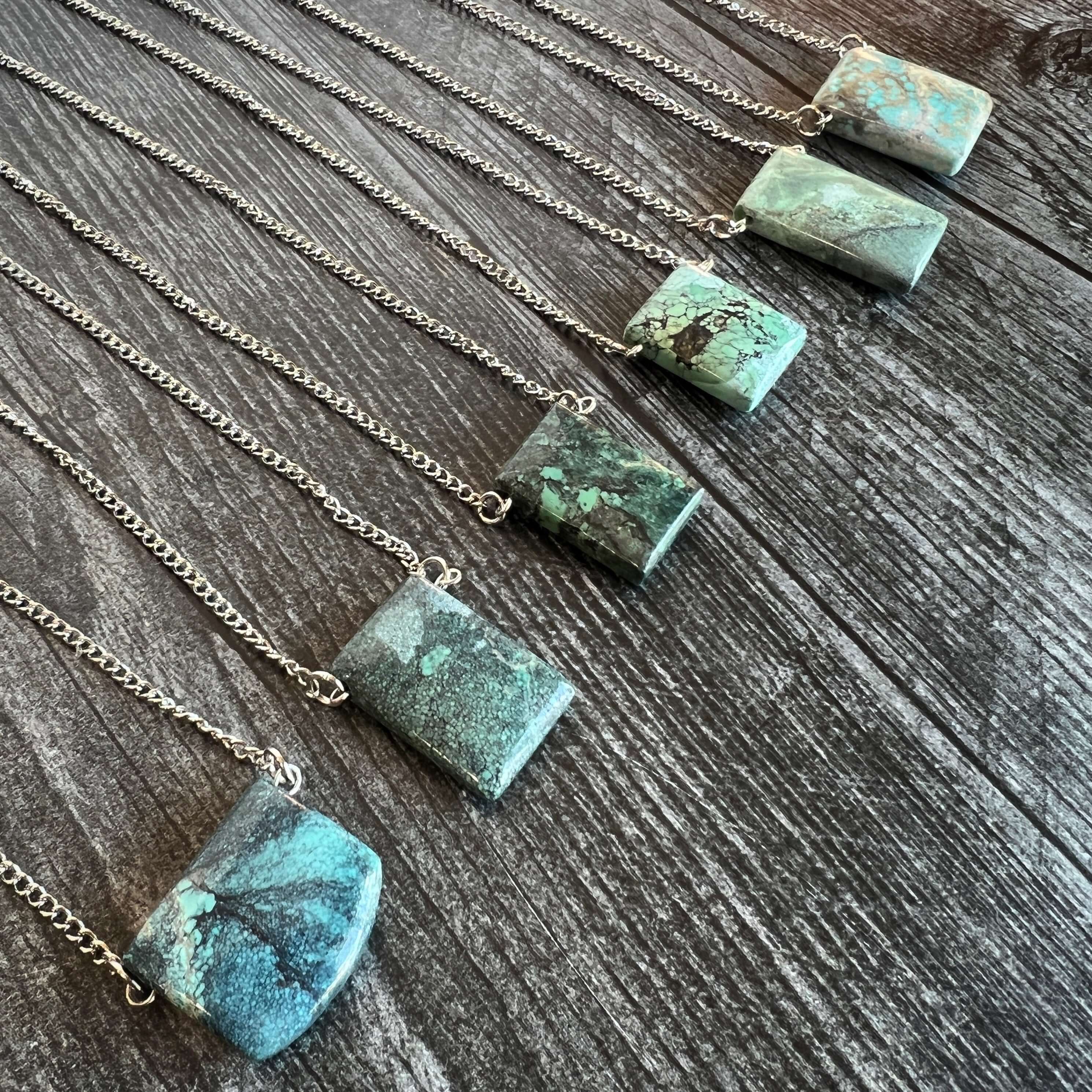 Turquoise Pendant Necklace This necklace is made with high-quality Turquoise gemstones which bring peace and alignment to the wearer. Zodiac Sign: Sagittarius. Chakras: Heart & Throat. Handmade with authentic crystals & gemstones in Minneapolis, MN.