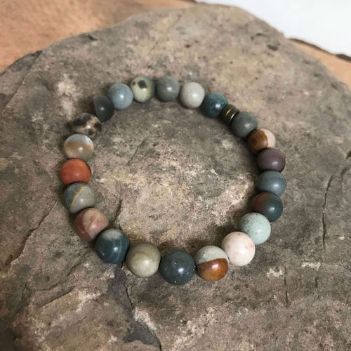 Polychrome Jasper Bead Bracelet