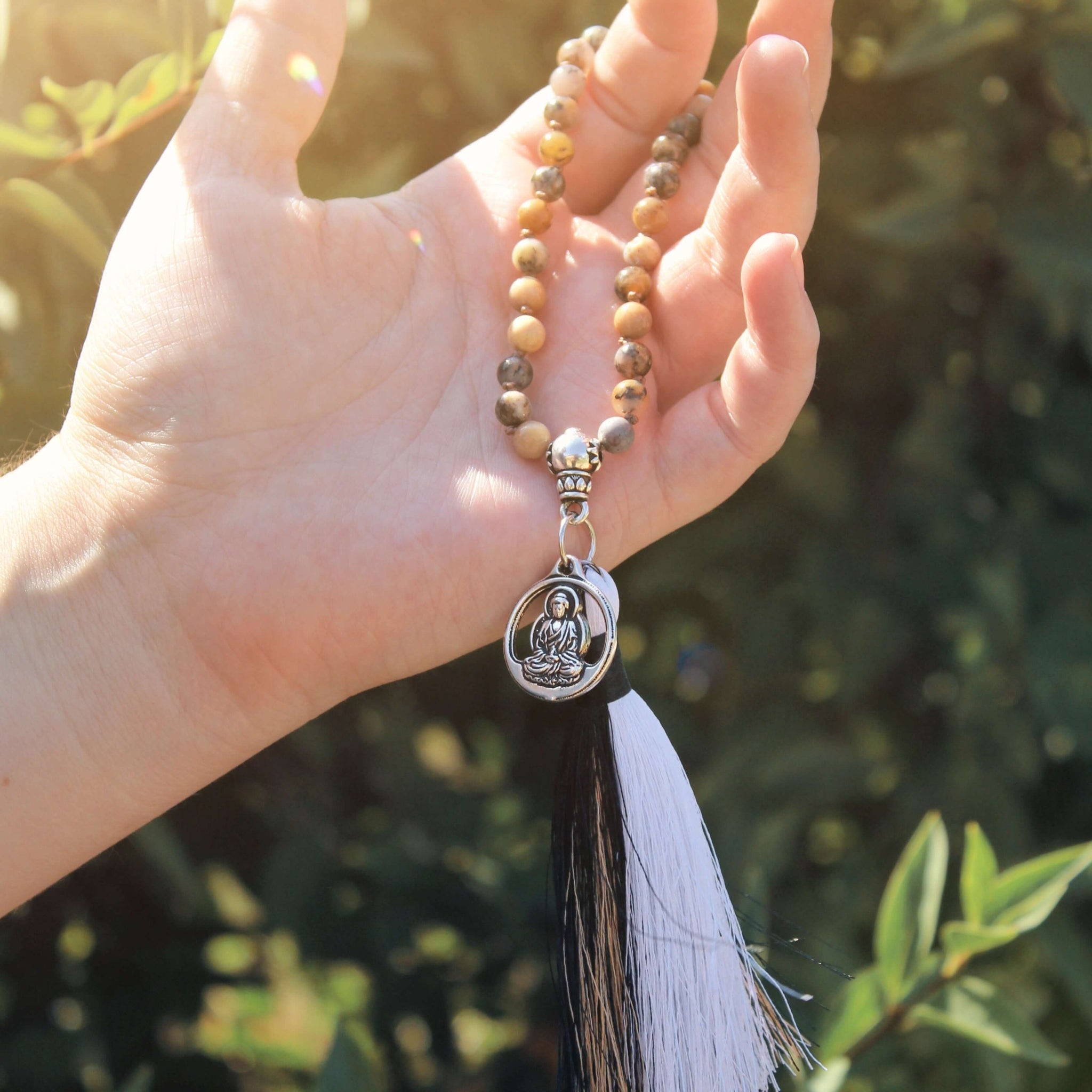 Black Moss Opal Mala Bracelet