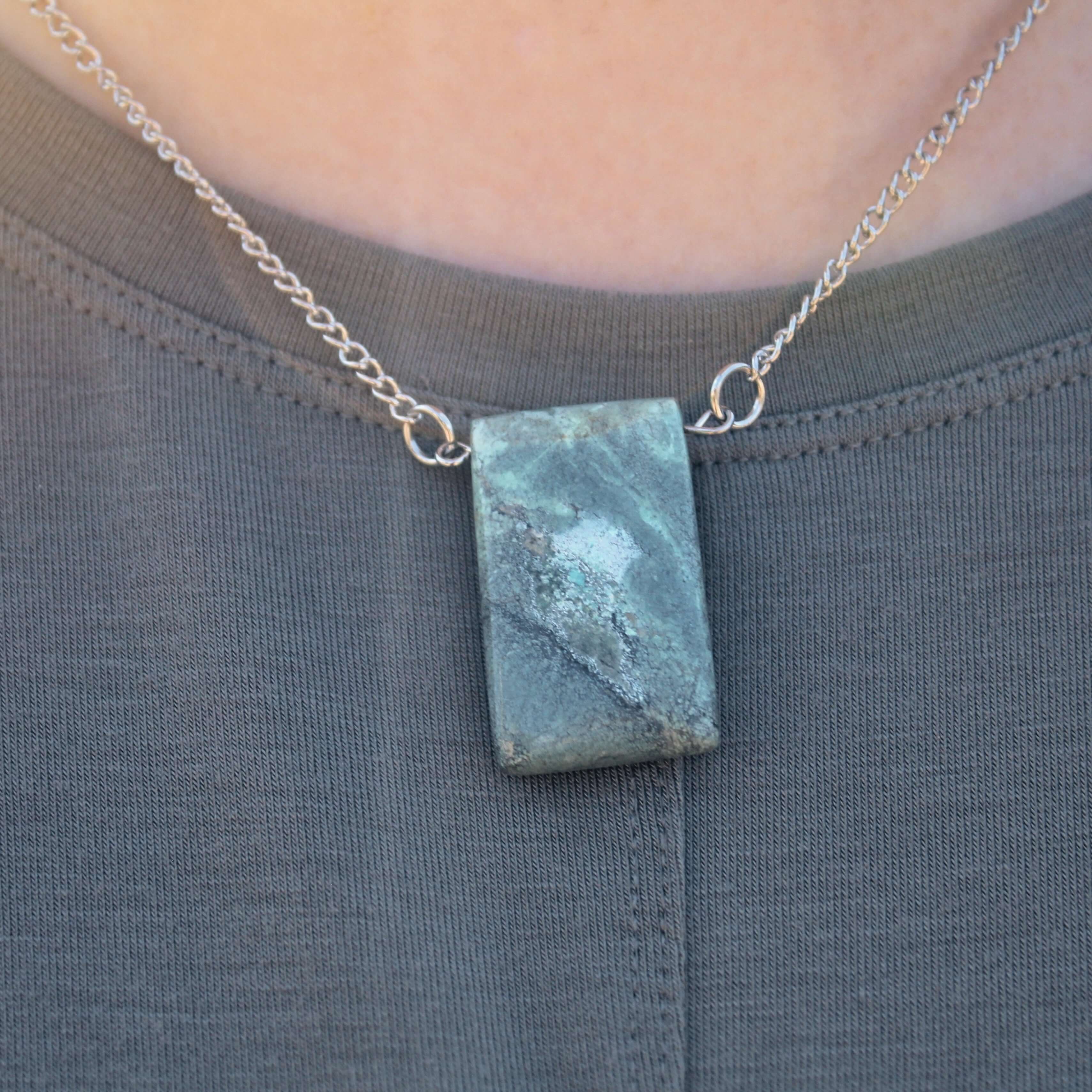 Turquoise Pendant Necklace This necklace is made with high-quality Turquoise gemstones which bring peace and alignment to the wearer. Zodiac Sign: Sagittarius. Chakras: Heart & Throat. Handmade with authentic crystals & gemstones in Minneapolis, MN.