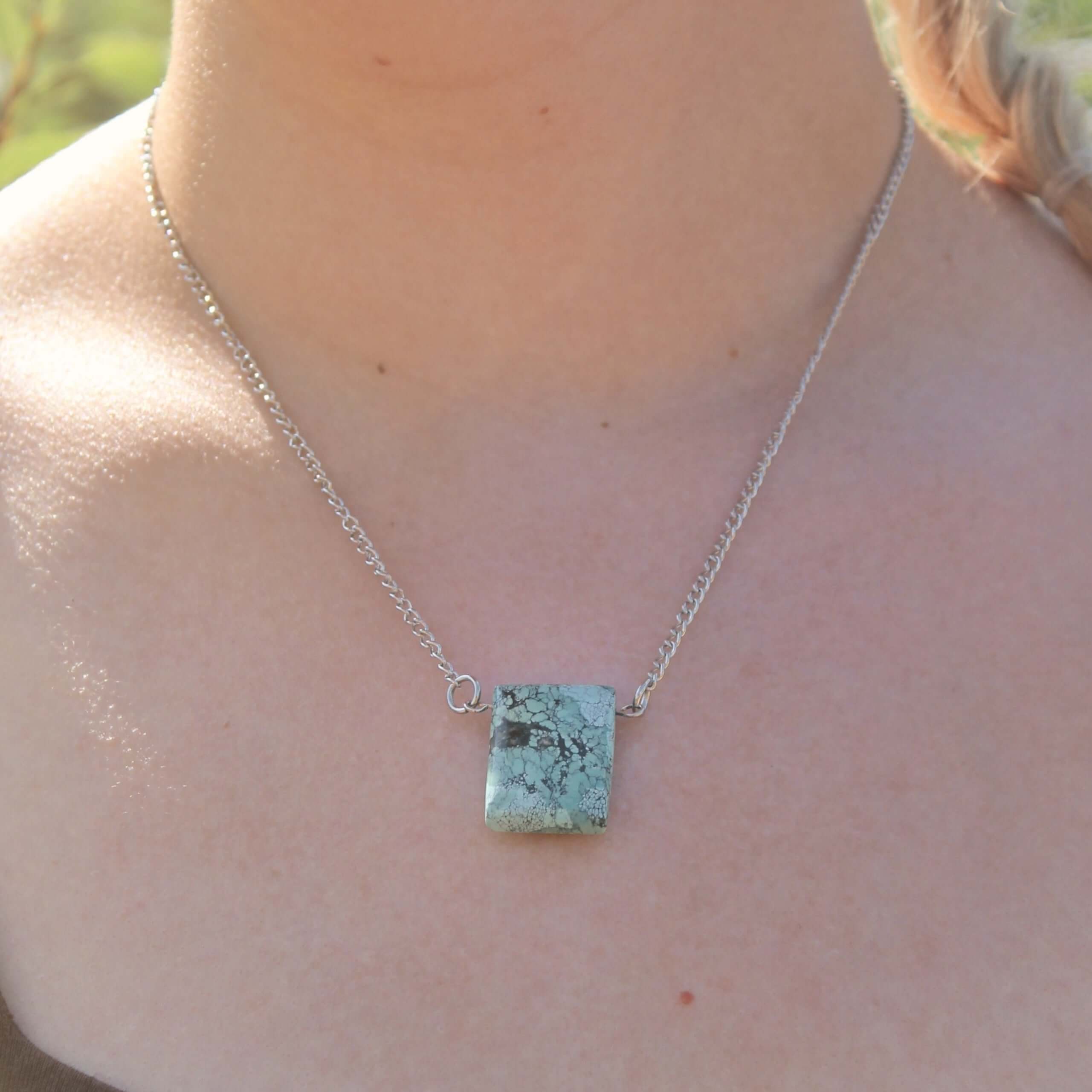 Turquoise Pendant Necklace This necklace is made with high-quality Turquoise gemstones which bring peace and alignment to the wearer. Zodiac Sign: Sagittarius. Chakras: Heart & Throat. Handmade with authentic crystals & gemstones in Minneapolis, MN.